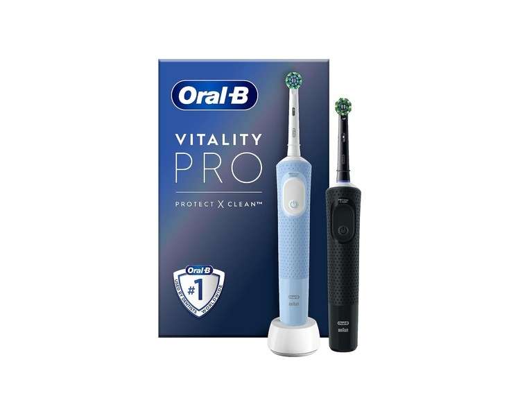 Oral-B Vitality Pro Electric Toothbrush with 2 Brush Heads 3 Cleaning Modes for Dental Care Gift for Men/Women Designed by Braun Black/Blue