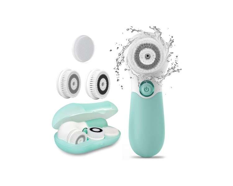 TOUCHBeauty Electric Facial Cleansing Brush with 3 Cleanser Heads and 2 Adjustable Speeds for Deep Cleaning and Blackhead Removal Green