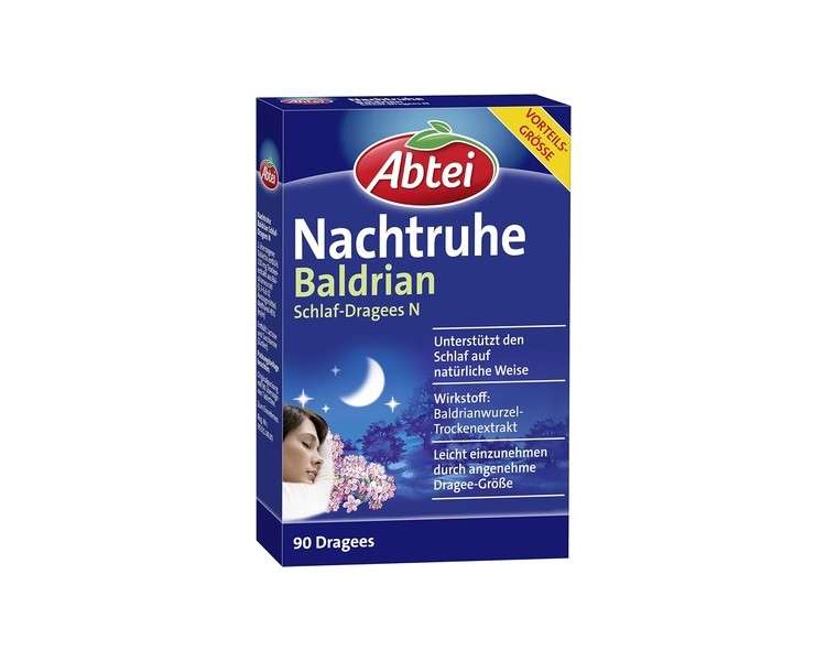 Abtei Nachtruhe Valerian Sleep Tablets N - Herbal Remedy for Restful and Healthy Sleep and Nervous Stress