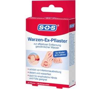 SOS Wart Removal Plaster for Common Warts on Hands and Feet - Waterproof - for Children 6+