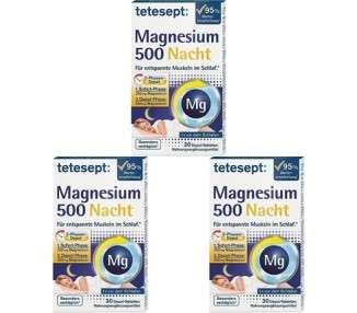 tetesept Magnesium 500 Night - High-Dose Magnesium Dietary Supplement - Relaxed Muscles During Sleep with Magnesium Tablets - 30 Tablets