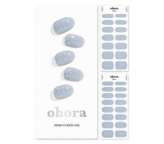 ohora Semi Cured Gel Nail Strips N Felice - Works with Any Nail Lamps Salon-Quality Long Lasting Easy to Apply & Remove - Includes 2 Prep Pads Nail File & Wooden Stick