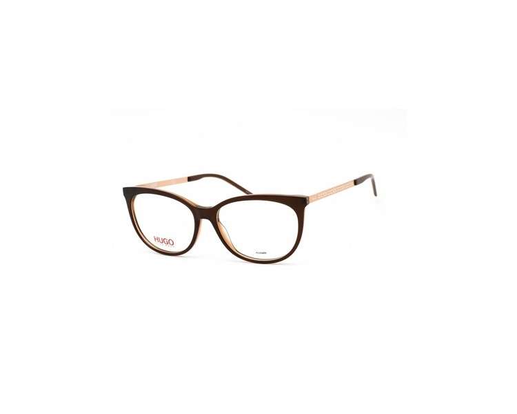 Hugo Women's Clear Lens Brown Acetate Cat Eye Glasses Frame HG 1082 009Q 00