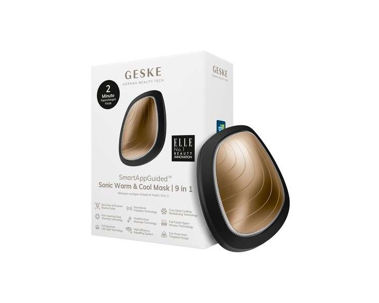 GESKE SmartAppGuided Sonic Warm & Cool Mask 9 in 1 Beauty LED Face Mask Facial Glow Full Spectrum LED Light Best Face Massager Vibrating Mask Warm and Cold Skincare Gray