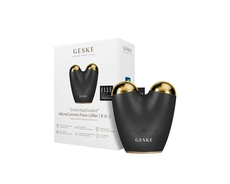 GESKE SmartAppGuided MicroCurrent Face-Lifter 6 in 1 Facial Lifting Face & Jawline Trainer Anti Aging Device Microcurrent against Wrinkles Double Chin Remover