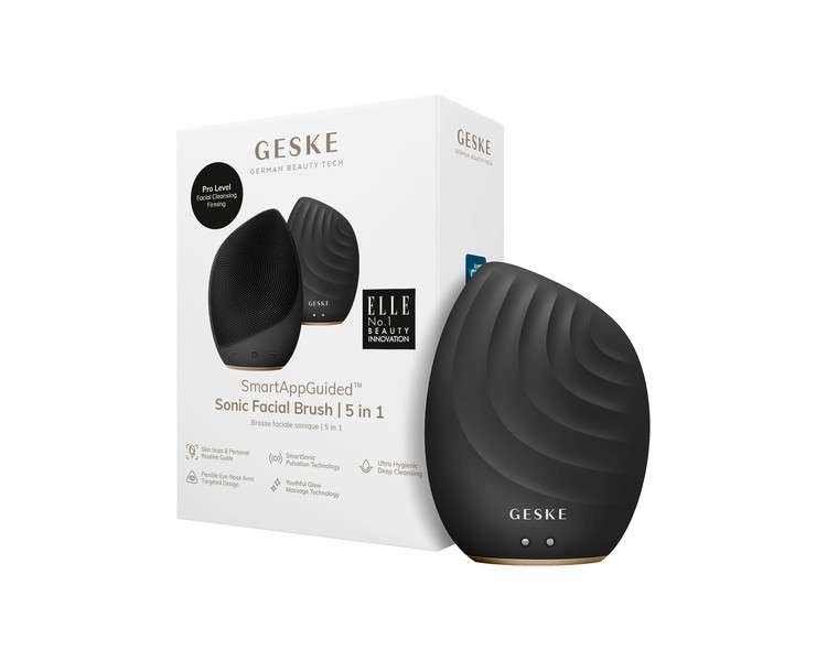 GESKE SmartAppGuided Sonic Facial Brush 5 in 1 Electric Face Cleansing Brush Soft Silicone Brush Professional Face Cleansing Device Face Massager