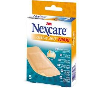 Nexcare Active Flexible Foam MAXI Plasters 50mm x 101mm 5 Plasters - Pack of 5