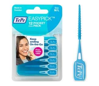 TEPE Dental Floss Picks EasyPicks M/L Blue 12-pack