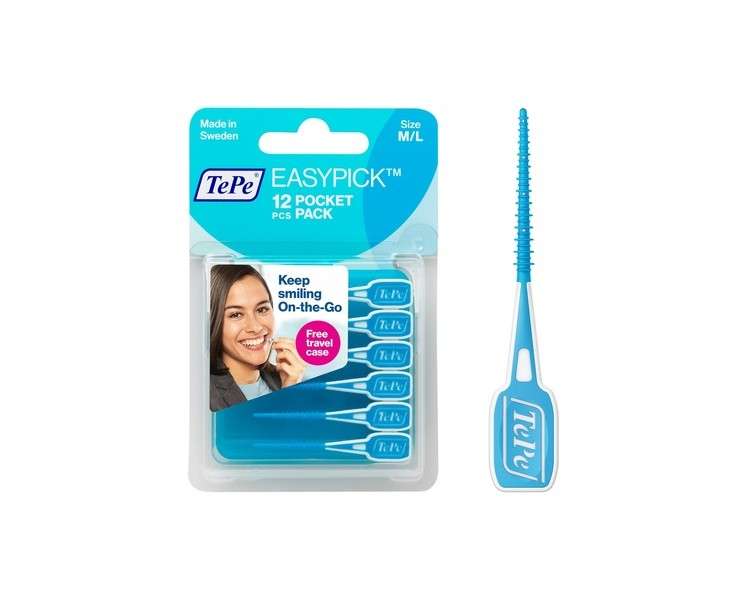TEPE Dental Floss Picks EasyPicks M/L Blue 12-pack