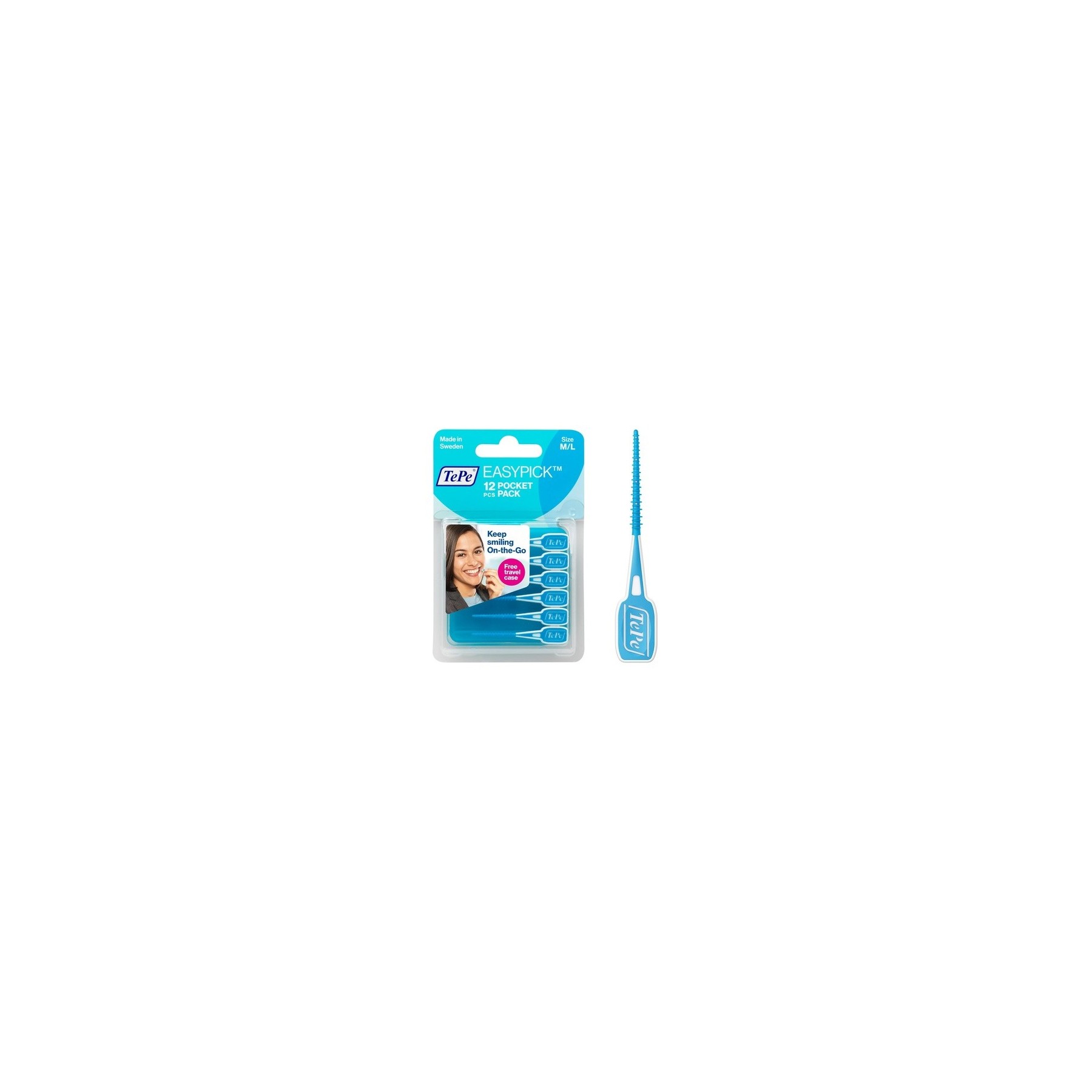 TEPE Dental Floss Picks EasyPicks M/L Blue 12-pack