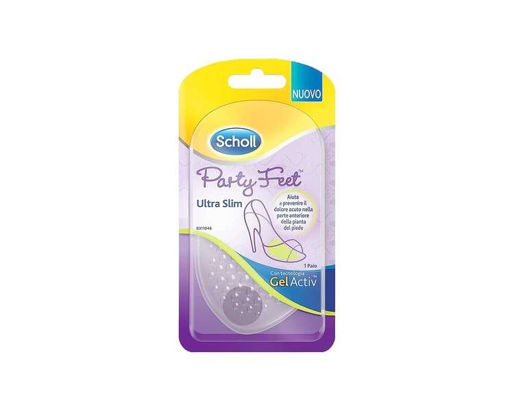 Scholl Party Feet Ultra Slim Gel Forefoot Sole Protection Pads for High Heels 1 Pair