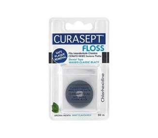 Curasept Classico Waxed Black Flat Section Floss 50m