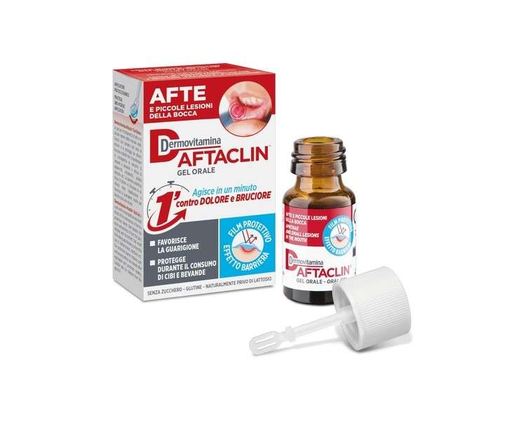 Dermovitamina Aftaclin Oral Gel for Canker Sores and Mouth Injuries 7ml