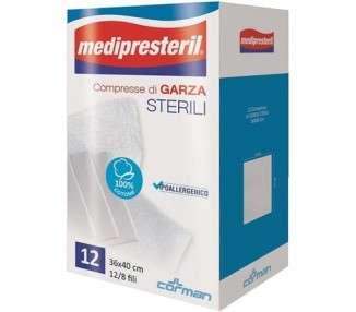 Medipresteril Sterile Gauze Compress 36x40 12/8 Threads 12 Pieces