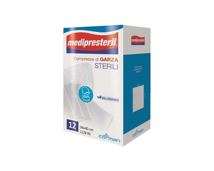 Medipresteril Sterile Gauze Compress 36x40 12/8 Threads 12 Pieces