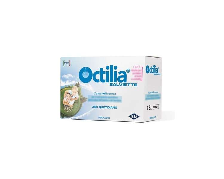 Octilia Sterile Disposable Wipes Made in Italy 100% Cotton with Hyaluronic Acid 20 Sterile Disposable Wound Dressings for Daily Treatment for Adults and Children