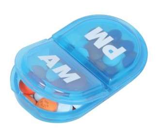 Acu-Life Daily AM/PM Travel Pill Organizer Vitamin Case Medicine Container Portable Round Pill Box Pocket Pharmacy 2 Times a Day