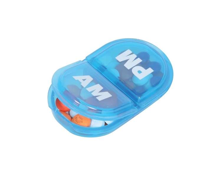Acu-Life Daily AM/PM Travel Pill Organizer Vitamin Case Medicine Container Portable Round Pill Box Pocket Pharmacy 2 Times a Day