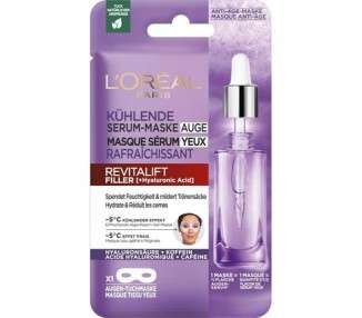 L'Oréal Paris Cooling Eye Mask for Radiant Eye Area with Micro Hyaluronic Acid and Caffeine Revitalift Filler Eye Cloth Mask 1 count
