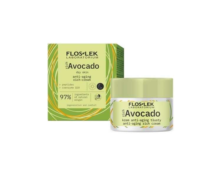 FLOSLEK Rich Avocado Anti Aging Day & Night Skin Moisturizer 50ml