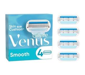 Gillette Venus Smooth Women's Razor Blades 4 Replacement Blades with 3-Fold Protected Blade that Adapts to Body Contour
