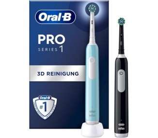 Oral-B Pro Series 1 Electric Toothbrush with 2 Brush Heads and 3 Cleaning Modes - Pack of 2