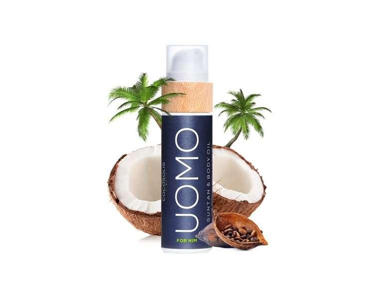 COCOSOLIS UOMO Tanning Accelerator for Men Organic Tanning Oil with Vitamin E and Black Coconut Scent 200