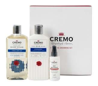 Cremo Grooming Gift Set Kit for Men Shower Gel 2 in 1 Shampoo and Conditioner Face Moisturizer