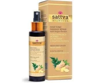 SATTVA Hair Tonic with Vegan Keratin Repair and Volume Natural Scalp Tonic for Dry and Itchy Scalp Hair Water with Neem and Ginger Alcohol-Free Dermatologically Tested