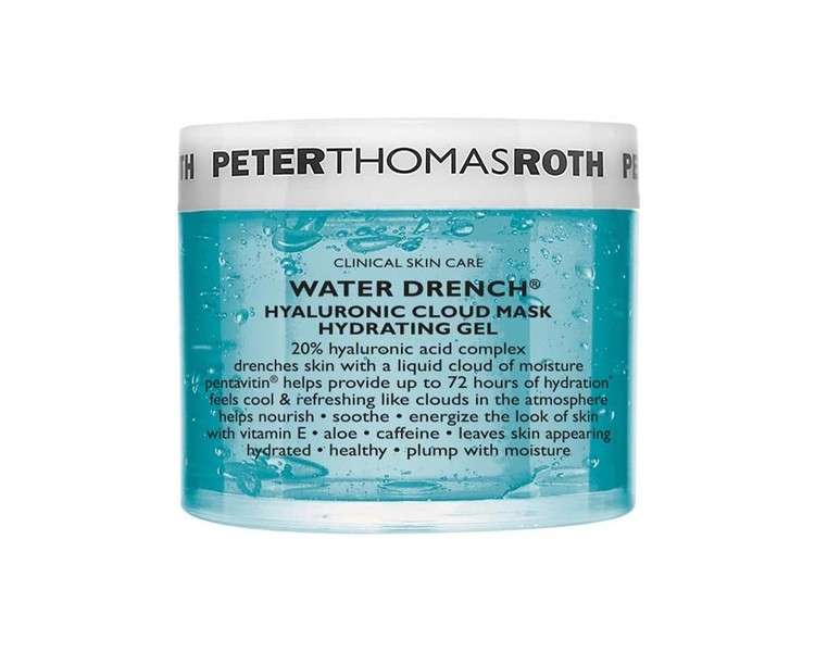 Peter Thomas Roth Water Drench Hyaluronic Cloud Gel Mask Moisturizing Face Mask with Hyaluronic Acid Pentavin Aloe Vera Vitamin E Caffeine