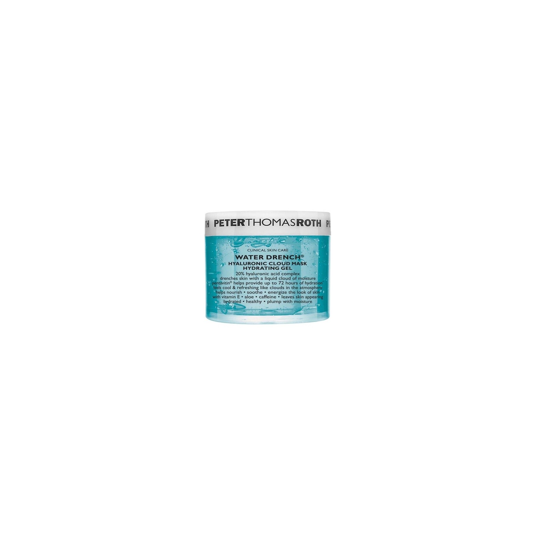Peter Thomas Roth Water Drench Hyaluronic Cloud Gel Mask Moisturizing Face Mask with Hyaluronic Acid Pentavin Aloe Vera Vitamin E Caffeine