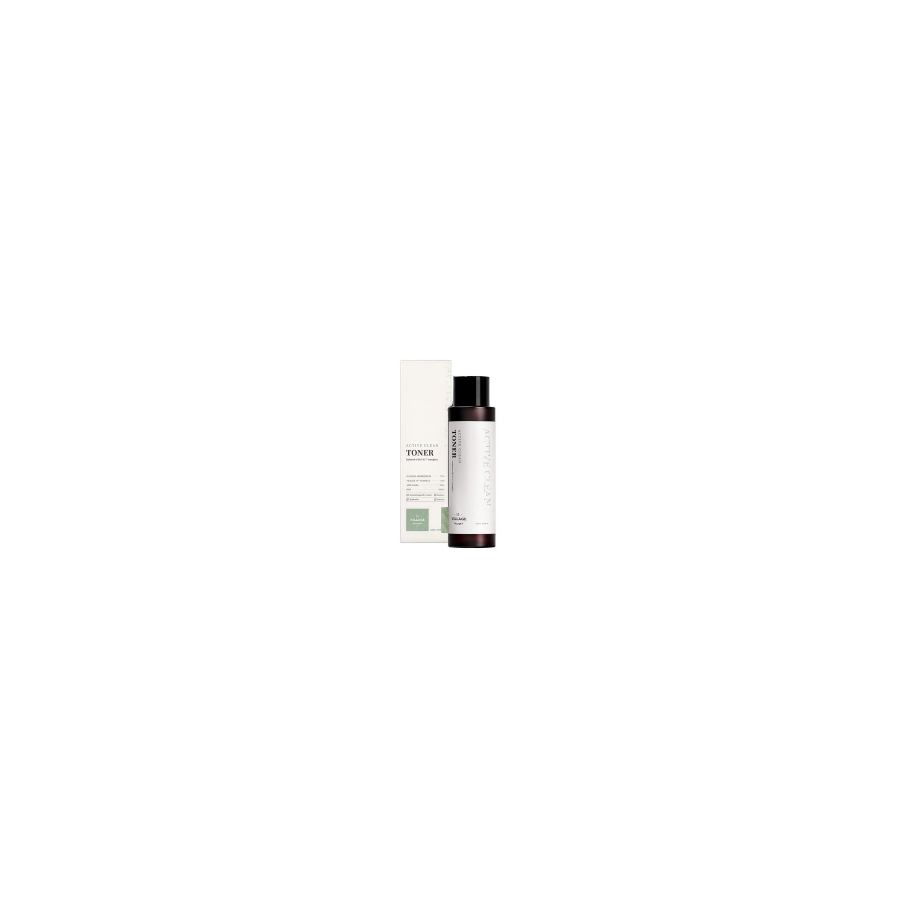 VILLAGE11FACTORY Active Clean Toner AHA BHA for Acne and Oily Skin 4.06 fl oz/120ml