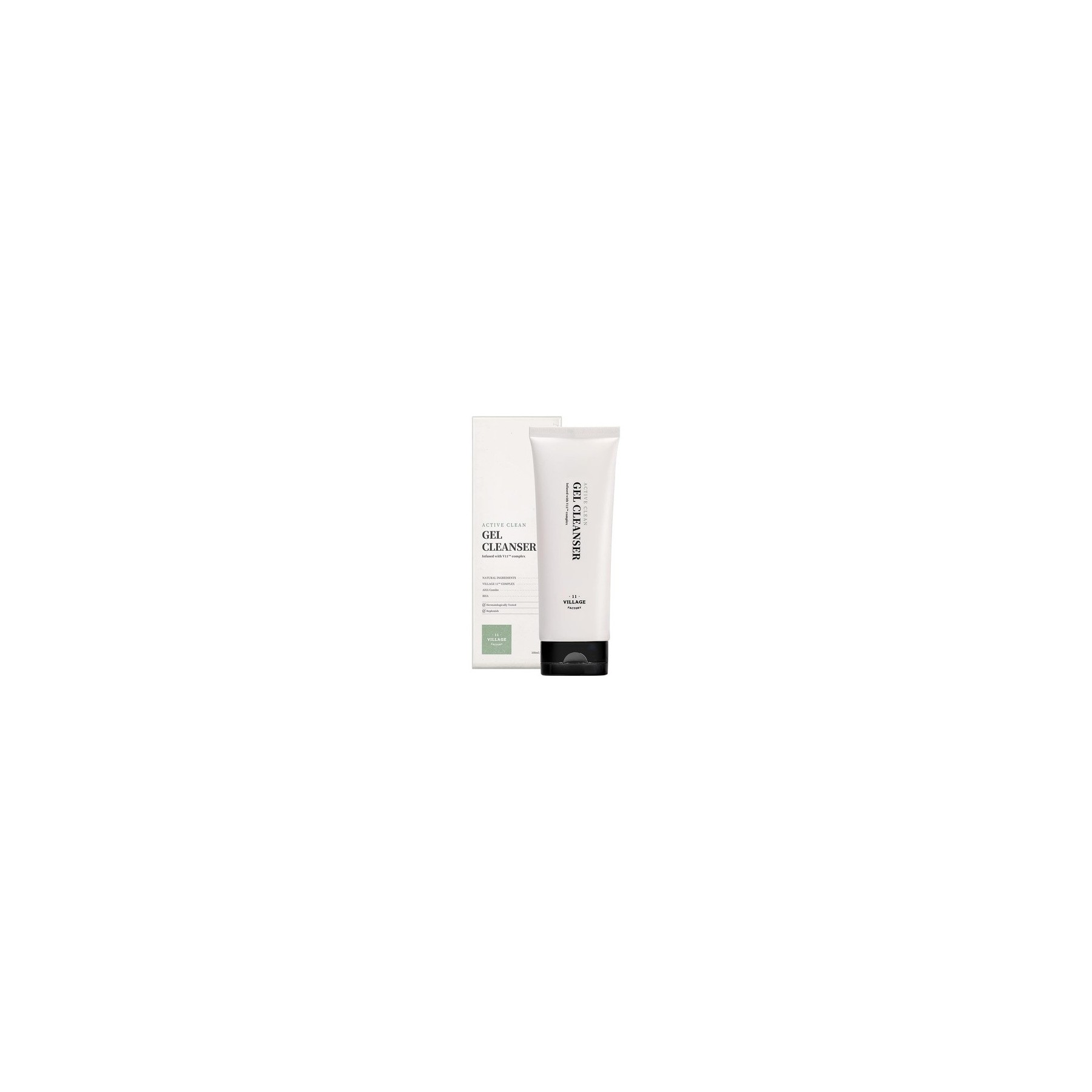 VILLAGE 11 FACTORY Active Clean Gel Cleanser 100ml AHA BHA for Oily and Acne-Prone Skin pH 5.5