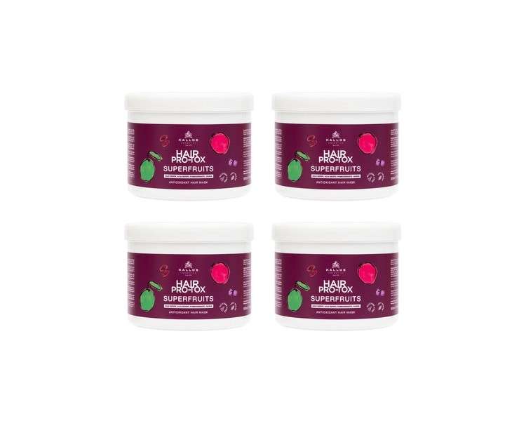 Kallos Herbal Hair Pro-Tox Antioxidant Hair Mask with Superfruit Extracts - Pack of 4