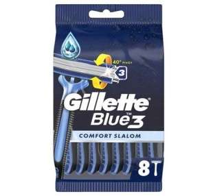 Blue 3 Comfort Slalom Shaving Machines 8pcs Gillette