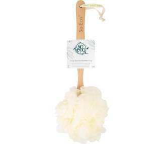 So Eco Long Handle Shower Pouf White