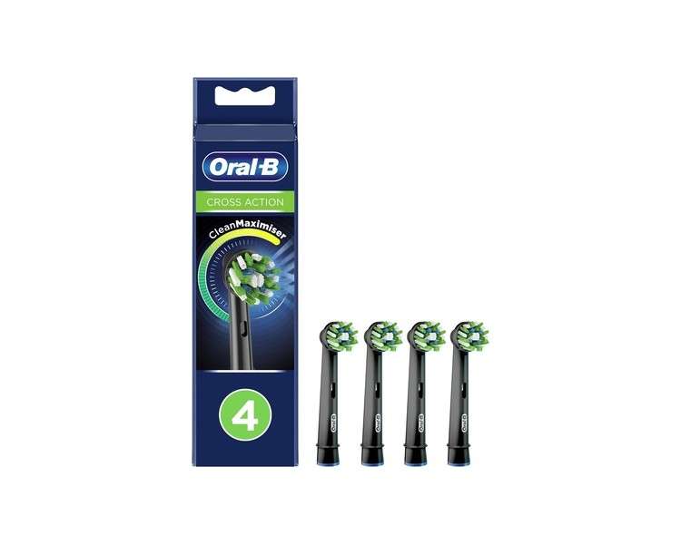 Oral-B CrossAction Brush Heads 4 Pieces Original Cleaning Cartridges with CleanMaximiser Technology Black - Pack of 4