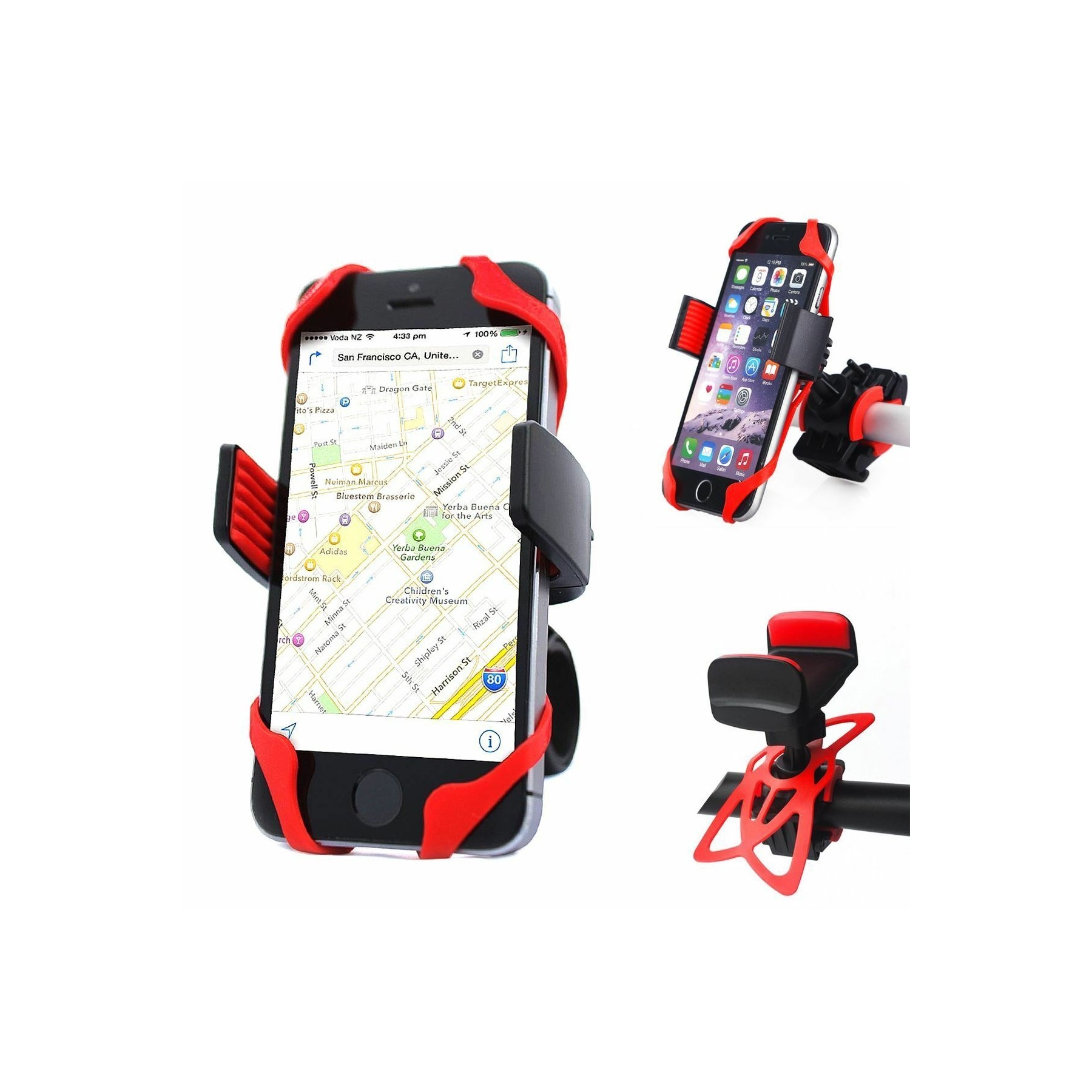 Soporte De Manillar Con Goma Sujecion Bicicleta Bici Moto Bike Para Quad Movil