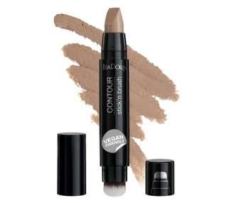 IsaDora Stick'n Brush Contouring Stick with Brush Matte Natural Contour 2-in-1 Cream Contour Stick and Contour Brush Cool Beige