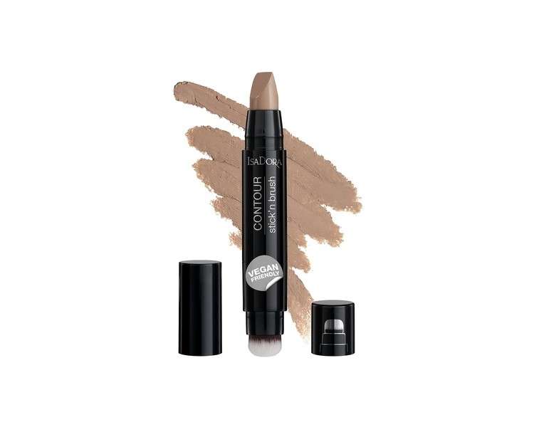 IsaDora Stick'n Brush Contouring Stick with Brush Matte Natural Contour 2-in-1 Cream Contour Stick and Contour Brush Cool Beige