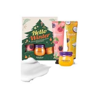 WELCOS FRUDIA Re:proust Honey Lip Balm and Hand Cream Gift Set Hello Winter Christmas Edition Blueberry Hydrating Honey Lip Balm 0.33fl oz Raspberry Hand Cream 1.05oz Coconut Hand Cream 1.05oz