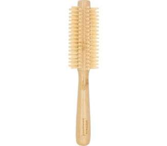 Beter Sustainable Bamboo Wood Round Hair Brush with Nylon Picks 50mm Diameter for Styling and Straightening Hair