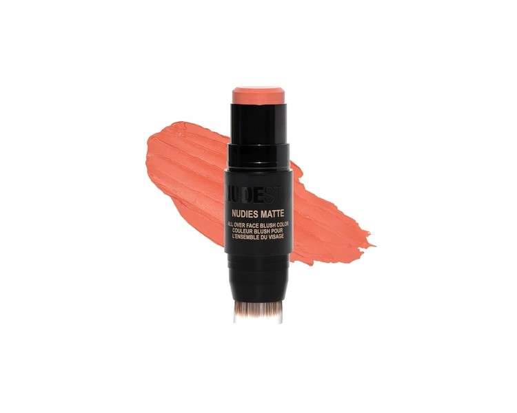 Nudestix Nudies Matte Cream Blush 3-in-1 All Over Face Colour for Cheeks Eyes and Lips with Blending Brush Salty Siren 1 Count