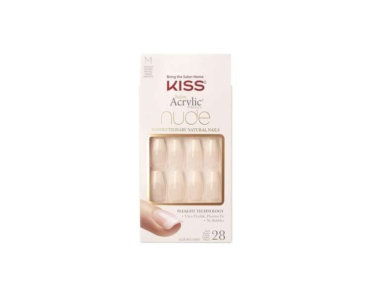Kiss Salon Acrylic Nude French Nails Leilani 28 Pieces