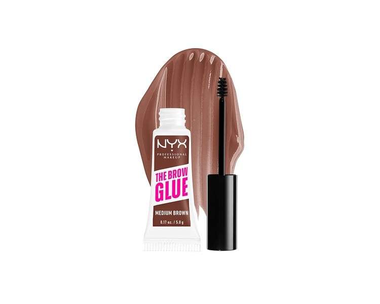 NYX Professional Makeup The Brow Glue Extreme Hold Tinted Eyebrow Gel Medium Brown 0.17 Fl Oz