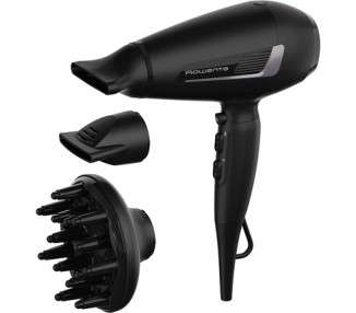Rowenta CV8825 Pro Expert Hair Dryer | 2100W AC Pro Motor | Quick Drying | Tourmaline Coating for Brilliant Shine | Easy to Use | Cool Shot | Accessories | Black