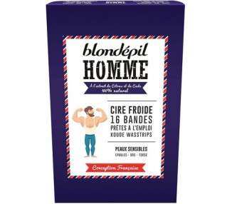 BLONDEPIL HOMME Cold Wax for Shoulders Back and Torso 16 Strips 21g