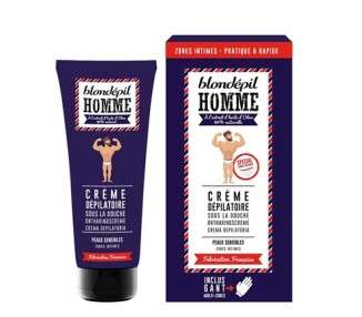 BLONDEPIL HOMME Depilatory Cream & Exfoliating Glove for Extra Sensitive Intimate Areas 100ml