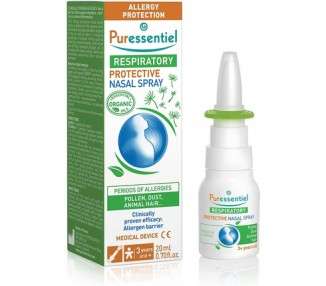 Puressentiel Respiratory Protective Nasal Spray 20ml - 100% Natural Origin - Allergy Protection - Immediate Comfort - Seawater, Eucalyptus