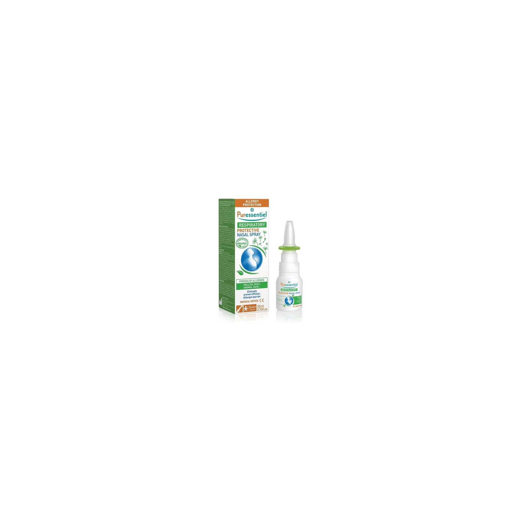 Puressentiel Respiratory Protective Nasal Spray 20ml - 100% Natural Origin - Allergy Protection - Immediate Comfort - Seawater, Eucalyptus